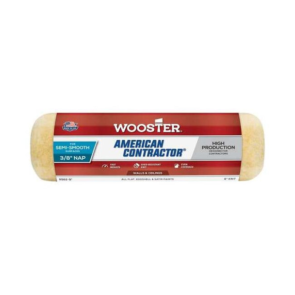 Wooster 9" Paint Roller Cover, 3/8" Nap, Knit Fabric R562-9