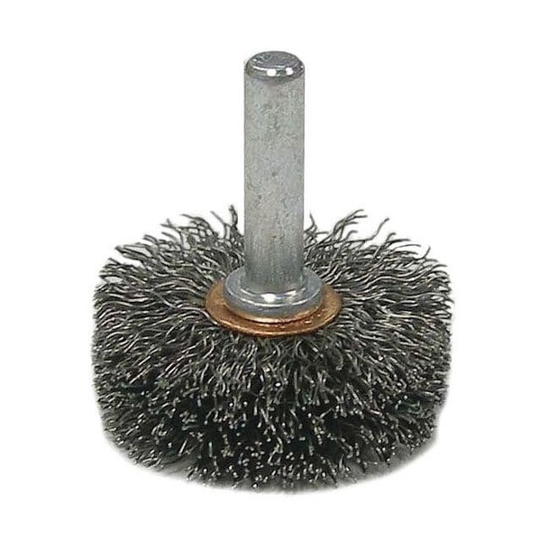 1-3/4" Wide Face Stem-Mounted Crimped Wire Wheel .006" Steel 1/4" Stem