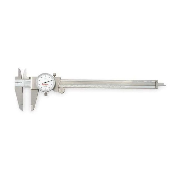 Starrett Dial Caliper w/Case,8 In,White 3202-8