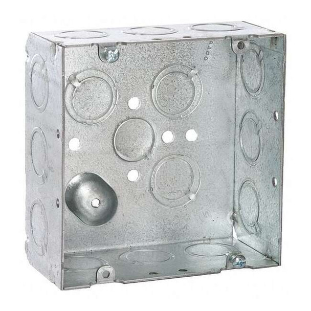 Raco Electrical Box, 42 cu in, Square Box Type, 2 Gangs, Steel, Square Shape 257