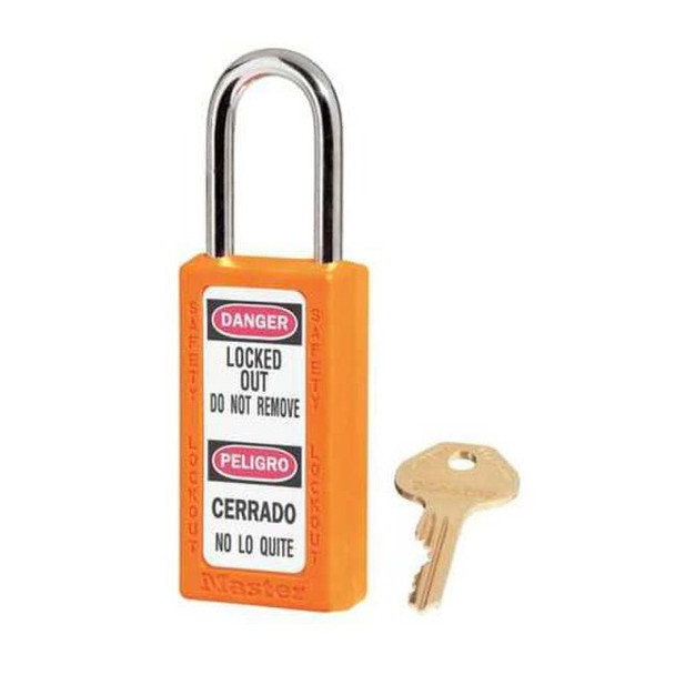 Lockout Padlock, Keyed Different, Thermoplastic, Orange, 1 1/2 in Shackle Height
