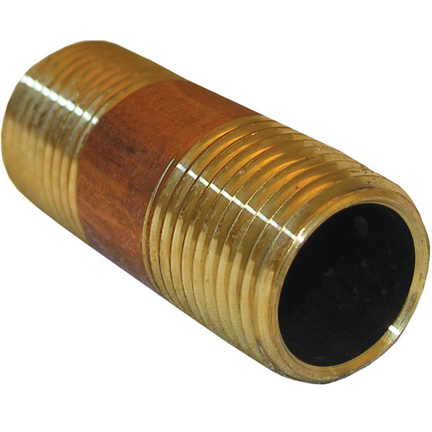 Lasco 1/2 In. MPT x 1-1/2 In. Short Brass Nipple 17-9443