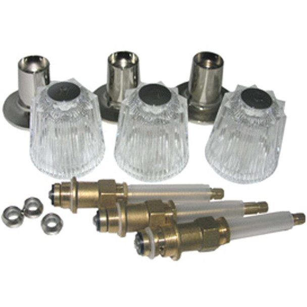Lasco Price Pfister 3-Valve Round Clear Tub & Shower Handle Kit 01-9455