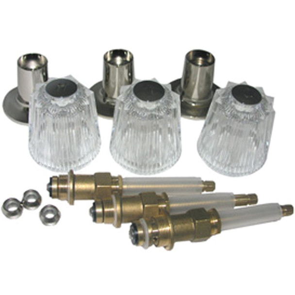 Lasco Price Pfister 3-Valve Round Clear Tub & Shower Handle Kit 01-9455