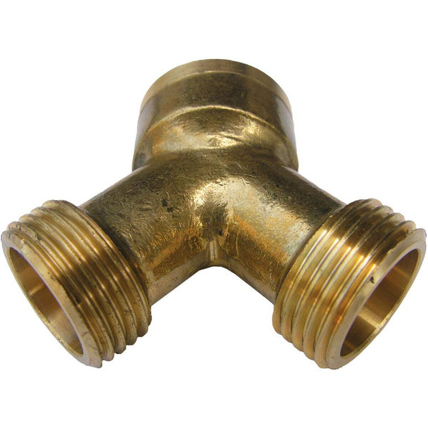 Lasco 3/4 In. MNT x 3/4 In. MNH x 3/4 In. FNH Brass Wye Hose Connector 15-1731