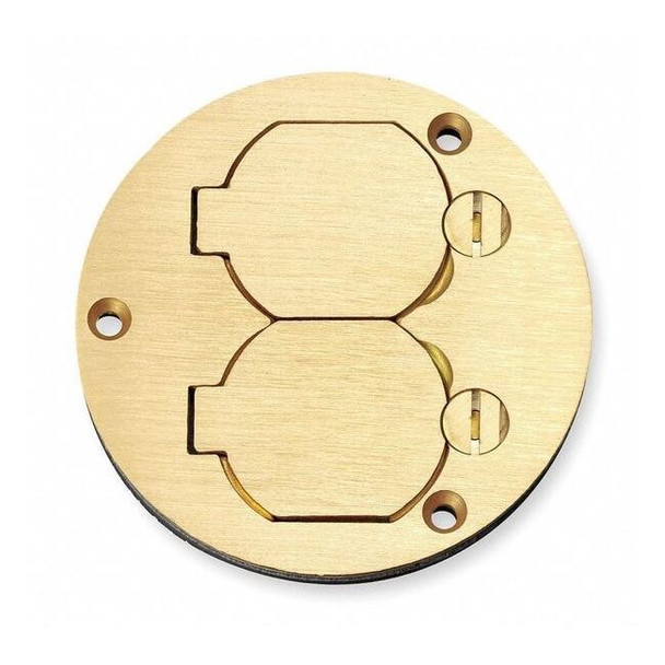Hubbell Wiring Device-Kellems Box Cover, Floor Box Type, 2 Gang, Brass S3925