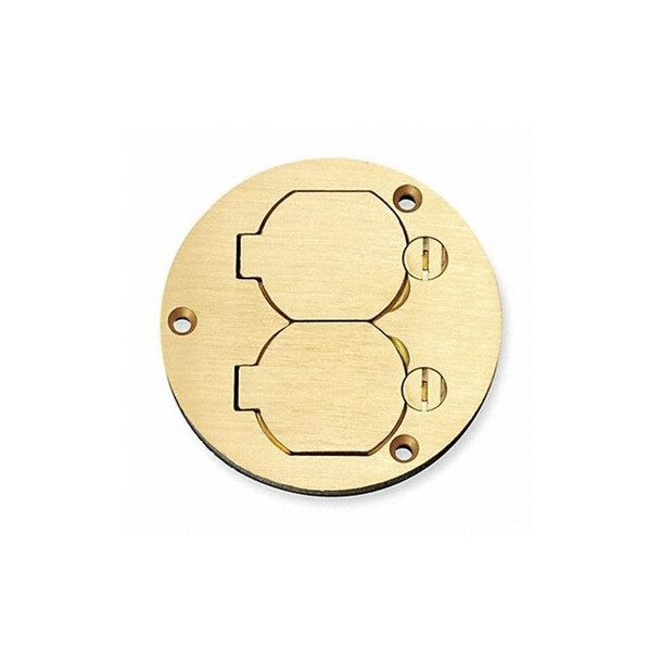 Hubbell Wiring Device-Kellems Box Cover, Floor Box Type, 2 Gang, Brass S3925