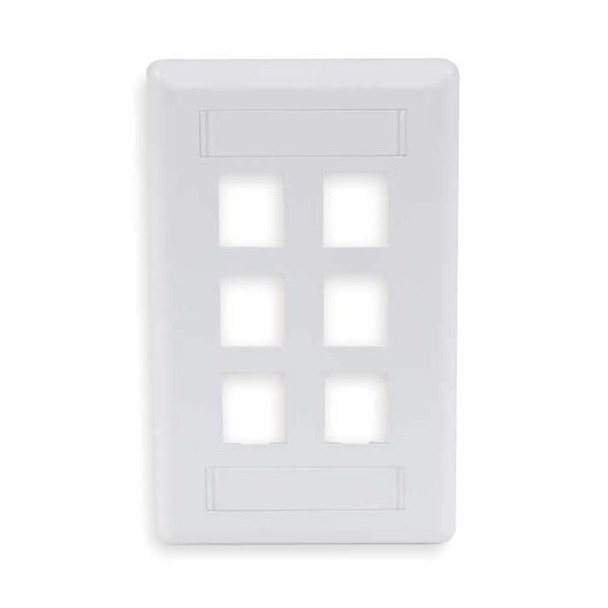 Hubbell Premise Wiring Wall Plate,6 Port IFP16OW