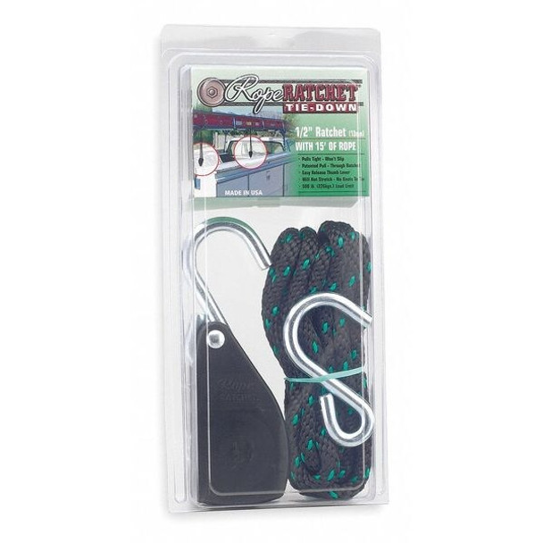 Rope Ratchet Rope Tie Down,15' L,500 lb,S-Hook 10035 Rope Ratchet Rope Tie Down,15' L,500 lb,S-Hook 10035