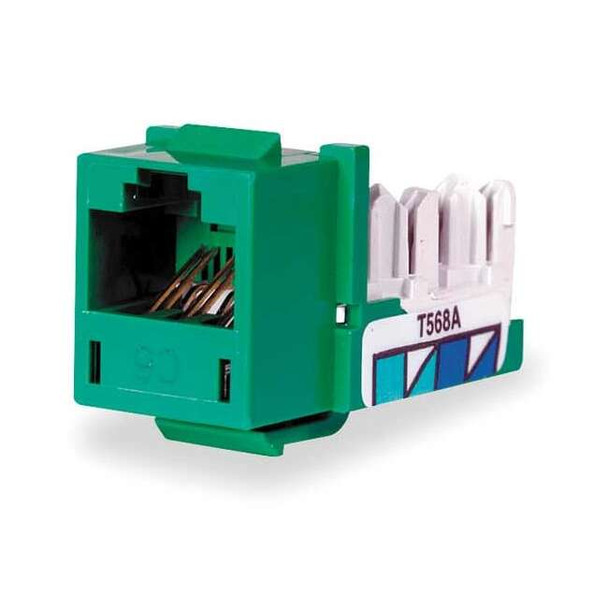 Hubbell Premise Wiring Modular Jack,0.875 in H,Green HXJ6GN