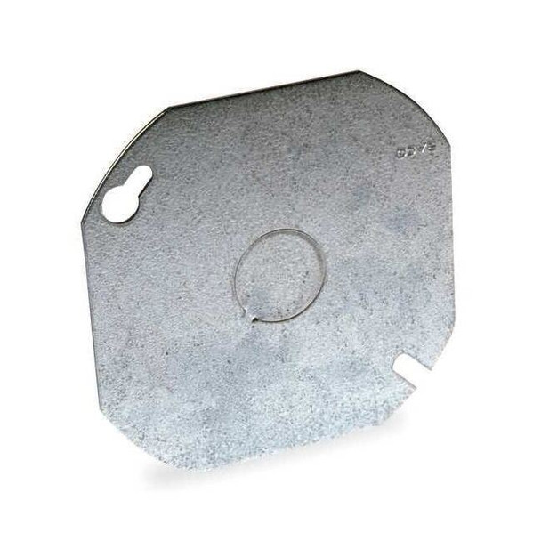Box Cover, Octagon Box Type, 1 Gang, Galvanized Steel, KO Centered Cover Type