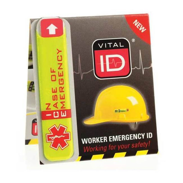 Vital Id Hard Hat I.D,Yllw,1/2in.Hx2-3/4in.W,PK25 WSID-01