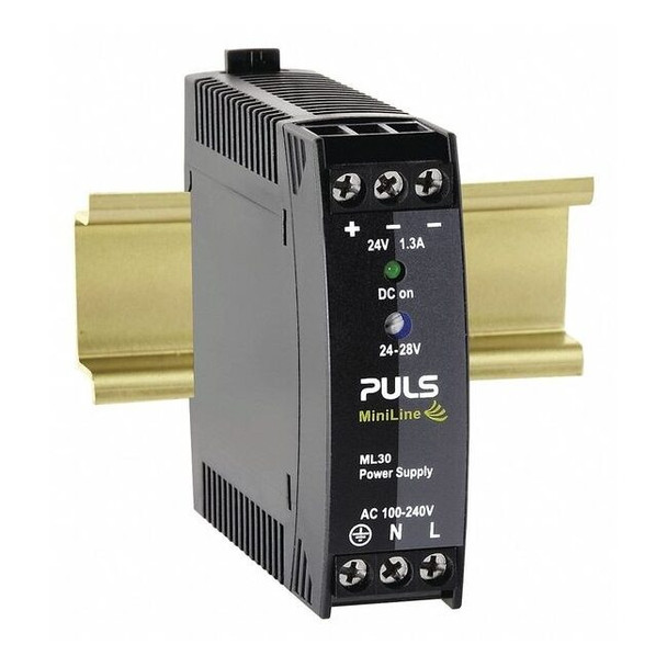 Puls DC Power Supply, 100/240V AC, 24/28V DC, 30 W, 1.3 A, DIN Rail ML30.241