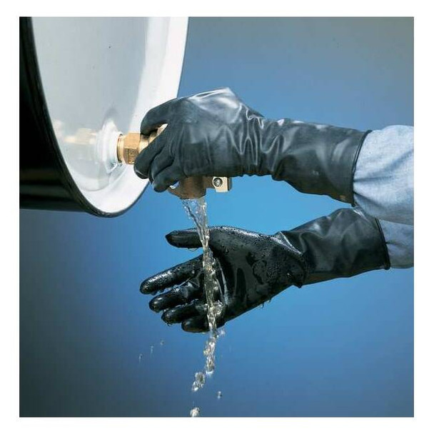 North Chemical Resistant Gloves, Butyl, 11 in L, 13 mil, Black, 9, 1 PR B131R/9