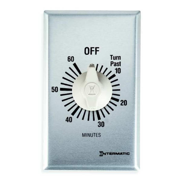 Intermatic Timer,Spring Wound,60 Min,SPDT,Silver FF360M