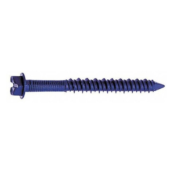 Tapcon Masonry Screw, 1/4" Dia., Hex, 4 in L, Steel Blue Climaseal, 100 PK