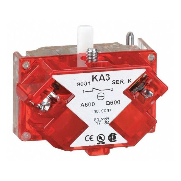 Contact Block, Momentary, INC, 30 mm, 10A at 600V AV, Screw-clamp Terminal