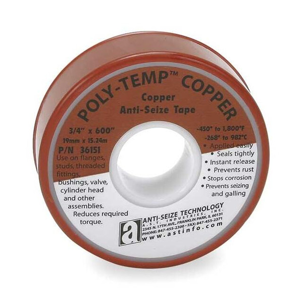 Anti-Seize Technology Antiseize Tape,3/4 In. W,600 In. L 36151