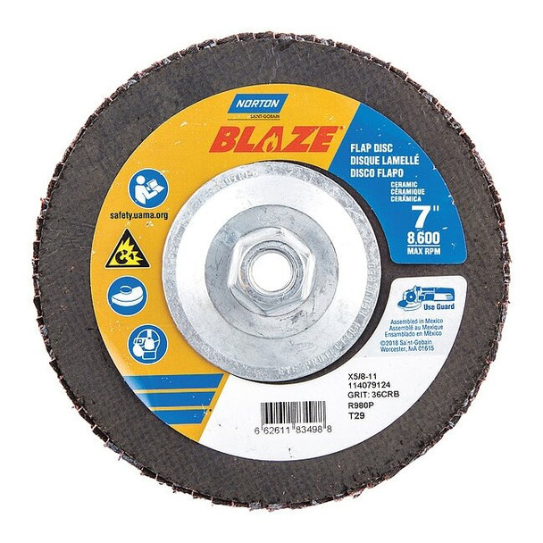 Norton Abrasives Arbor Mount Flap Disc,7in,36,ExtraCoarse 66261183498
