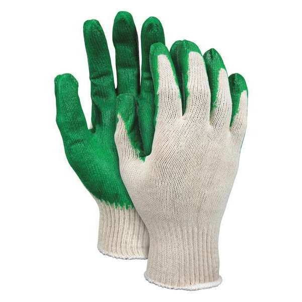 Coated Gloves, Latex, Smooth, 4-Mar, 0 Abrasion Level, White/Green, S 12 PK