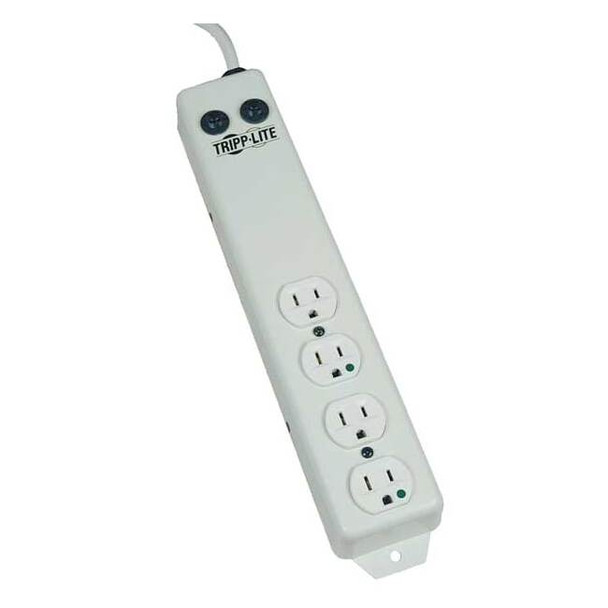 Outlet Strip, Hospital Grade, Rack Mounted, 4 5-15R-HG, 5-15P-HG, 15 ft., White