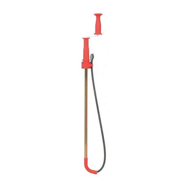 Toilet Auger, 3 ft Cable Lg, 1/2 in Cable Dia, Bulb Head, Manual Cable Feed