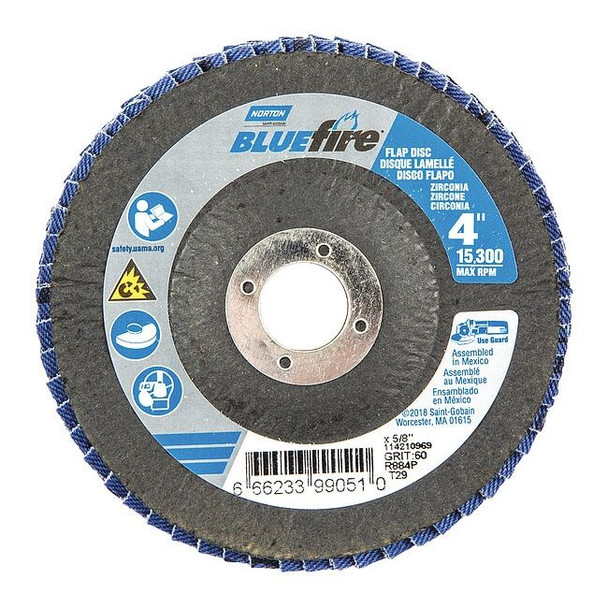 Norton Abrasives Flap Disc,4 In x 60 Grit,5/8 66623399051
