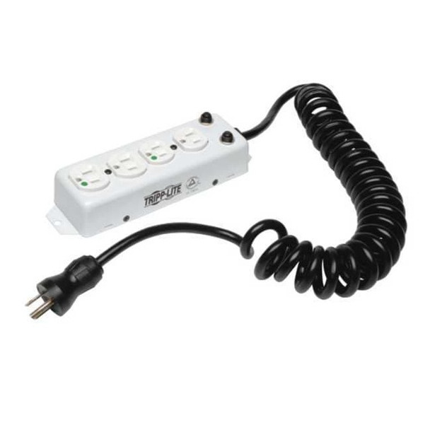 Outlet Strip, Rack Mounted, 4 5-15R-HG, 5-15P-HG, 10 ft., White