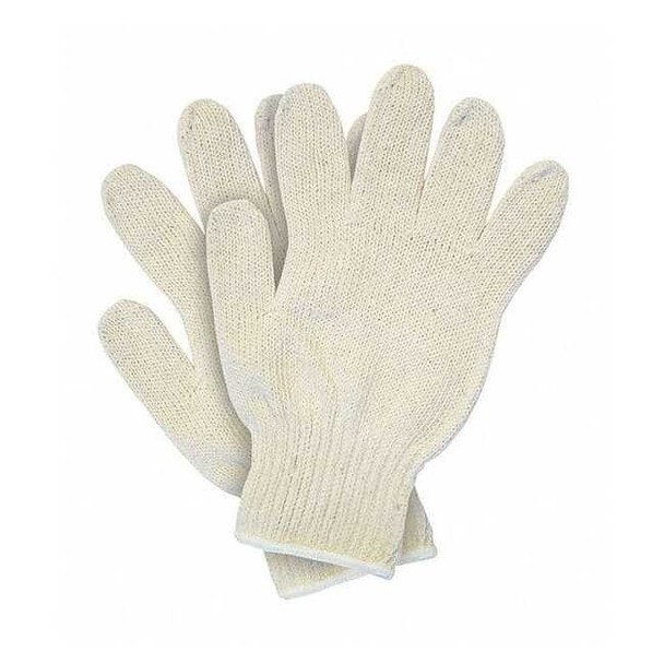 Mcr Safety Knit Gloves, Back: Natural; Hem: White, L, 12 PK 9506LM