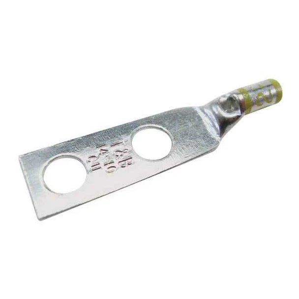 Two-Hole Compression Lug, 10 AWG Max, 1/4 in Stud, Short Barrel, Copper, Yellow