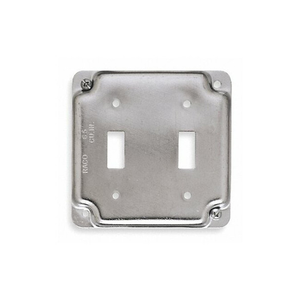 Box Cover, Switch Box Type, 2 Gang, Galvanized Zinc, Toggle Switch Cover Type
