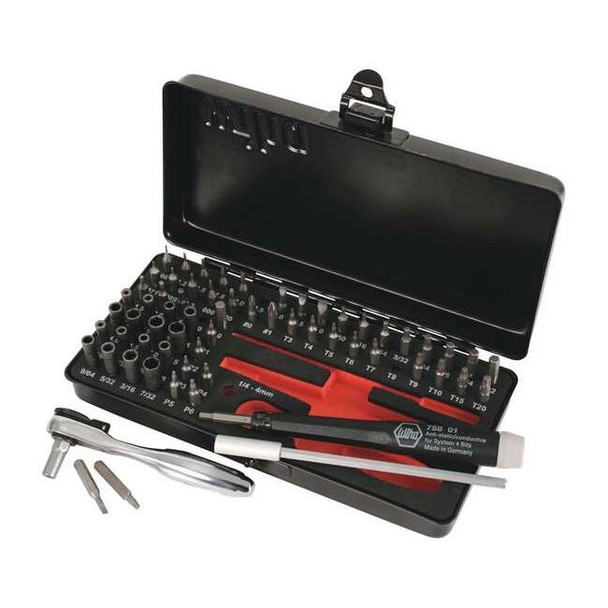 Wiha 3/16 in. Hex Shank Ratchet Bit Set, 65-Piece 75965