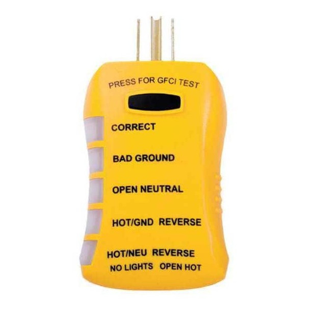 Sperry Instruments Receptacle Tester w/ GFCI,115 V AC HGT6520