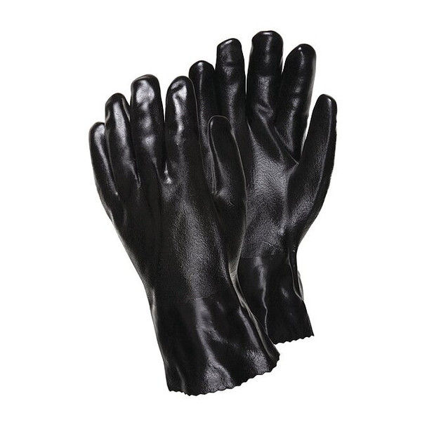 6524SJ Chemical Resistant Gloves, PVC, 14 in L, Not Rated, Black, L, 12 PK