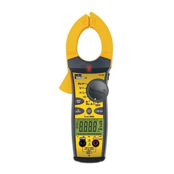 Ideal Clamp Meter, 4 Digit LCD, 660 A, 1.4 in (36 mm) Jaw Capacity 61-765GA
