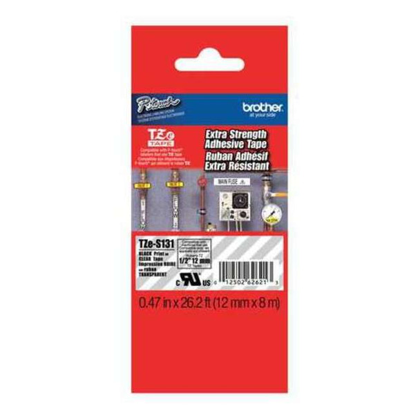 Brother Label/RibbonCartridge, Clear, Gloss, 1/2inW TZES131G