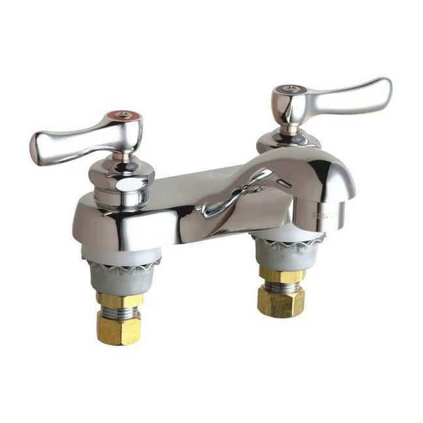 Manual Low Arc Bathroom Faucet, 4" Mount, Polished Chrome 2 Hole