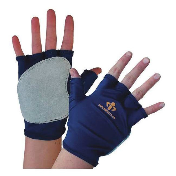 Impacto Impact Gloves,L,Bl/Gr,Fingerless,PR 50110110040