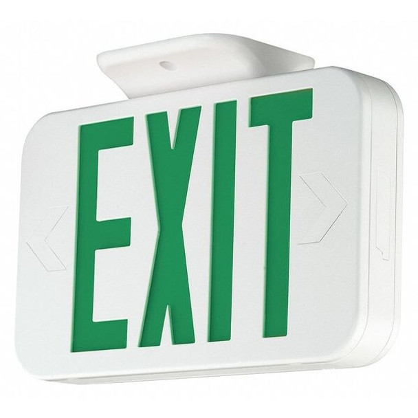 Exit Sign, White, 2 Face(s), LED, Wall/Ceiling Mount, Not Battery Powered
