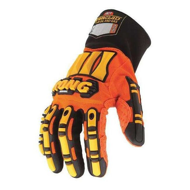KONG(R) Mechanics Gloves, Synthetic Leather/PVC Dots Palm, Nylon Back, M, Orange