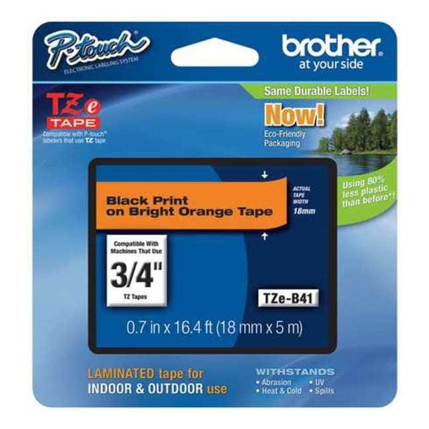Adhesive TZ Tape (R) Cartridge 0.70"x26-1/5ft., Black/Fluorescent Orange