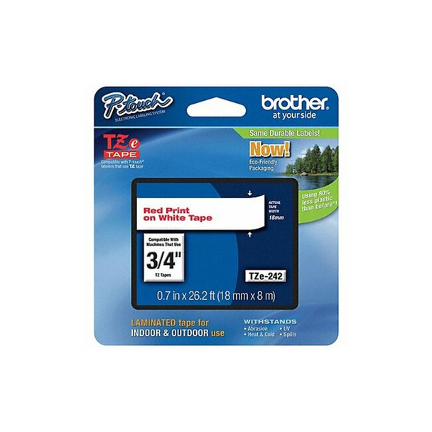 Brother Label/RibbonCartridge,White,Gloss,3/4inW TZE242G