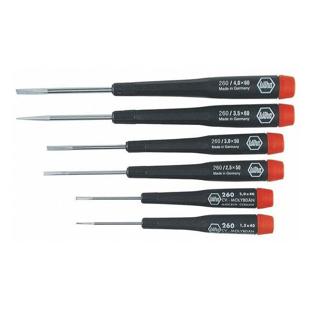 Wiha Precision Screwdriver Set,Slotted,6 pcs 26090
