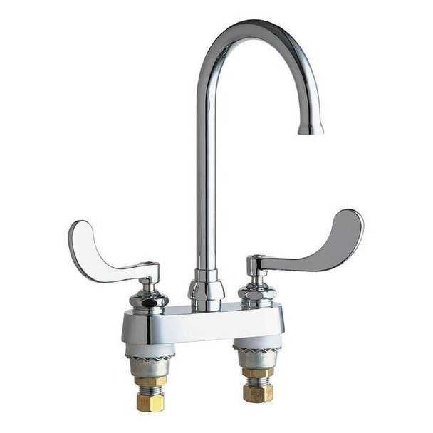 Manual Gooseneck Kitchen/Bathroom Faucet, 4" Mount, Polished Chrome 2 Hole