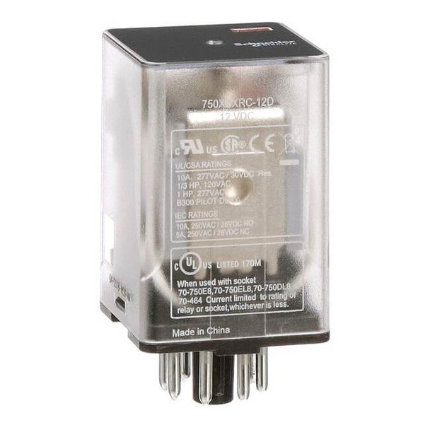 Plug-In, General Purpose Relay, Octal, 10 A, 8 Pins, Pin