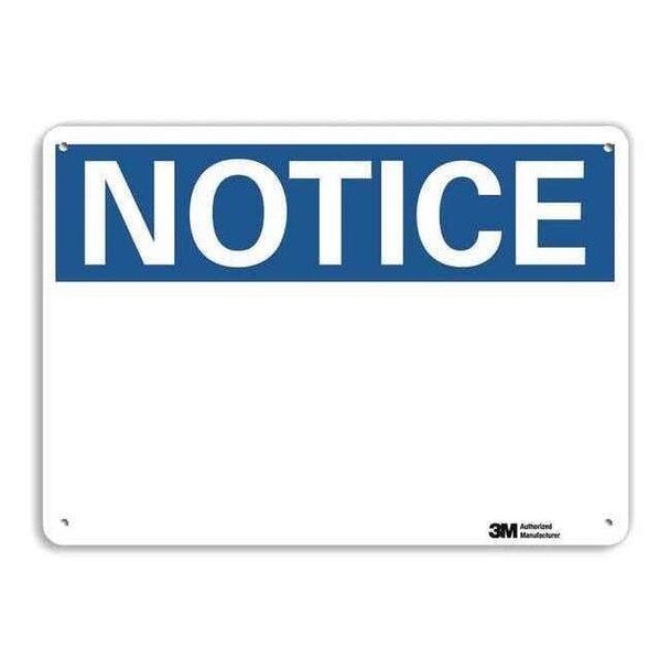 Notice Sign, 10" Height, 14" Width, Recycled Aluminum, Rectangle, English