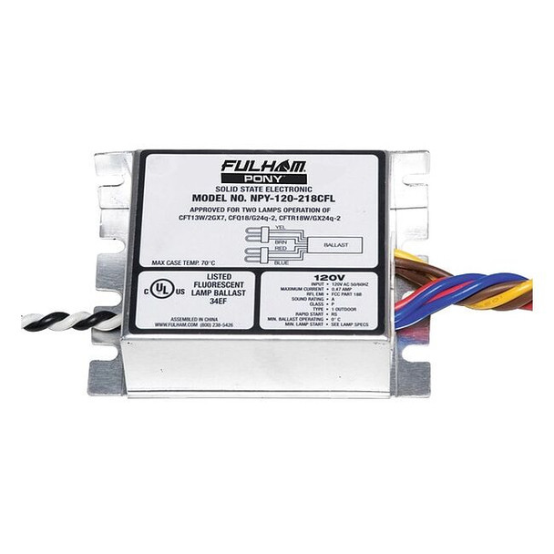 Fulham CFL Ballast,Rapid,CFL Lamps,0.55A NPY-120-218-CFL