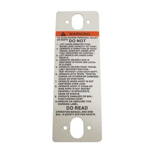 Coffing Hoists Warning Label 687K3W