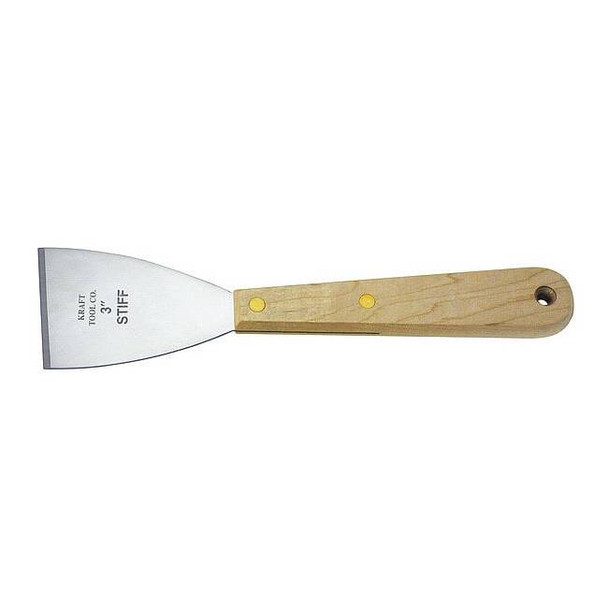 Kraft Tool Scraper, Stiff, 3", SS, Blade Type: Beveled DW034