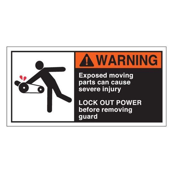 Brady Warning Label,2-1/2inHx5inW,HP Poly.,PK5, 96155 96155